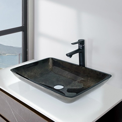 Dunkelgrüne Glasbadezimmer-nicht poröse dynamische Schiff-Wanne milderte Glas