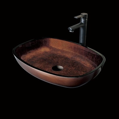 Moderner Entwurfs-Weinlese-Handwaschbecken großer rechteckiger Countertop grobes Brown