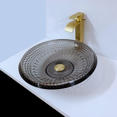 Transparentes flaches Waschbecken modern ringsum 19mm schwarzes Schüssel-Wannen-Badezimmer