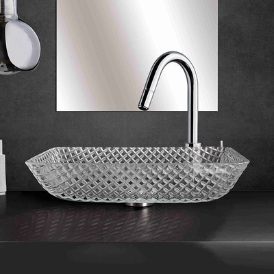 12mm starkes Quadrat-milderte Glaswannen-Schüssel-Toiletten-Hotel-Super Clear Glas