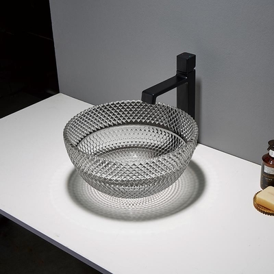 Toilette ringsum schwarze Schiff-Wannen-Glasbadezimmer Crystal Transparent