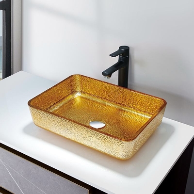 Luxusgoldrechteckiges Schiff sinkt das 4,2 Zoll-modernes tiefes Badezimmer-Wannen-Becken