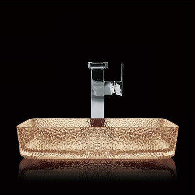 Helles Tee-Toiletten-Handwaschbecken Crystal Vessel Rectangular Bathroom Sink