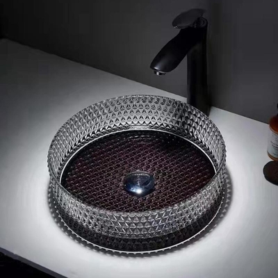 Grafik-Glasschiff-Becken Crystal Modern With Black Bottom