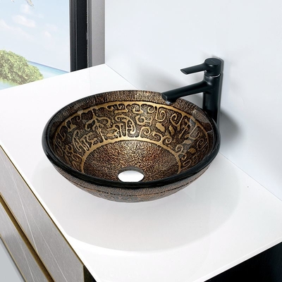 Brown milderte Glaswannen-Eitelkeit ringsum 45mm 12mm Badezimmer Countertop
