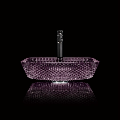 Glatte Countertop-Eitelkeit sinkt Quadrat-Glasbadezimmer-Wannen Diamond Purple Crystals 12mm