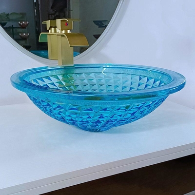 Künstlerisches blaues Schiff-Badezimmer sinkt Ozean Crystal Round Shape Vanity Sink