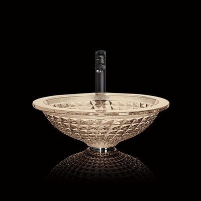 Champagne Crystal Wash Basins Circular Wash-Handhauptbadezimmer-Trichter-Form