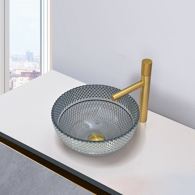 Moderner Crystal Glass Round Countertop Basin für Badezimmer