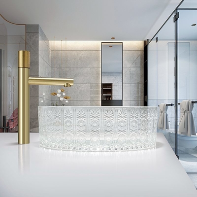 Countertop brachte Glasschiff-Becken für Büro-Dekor beflecken beständig an