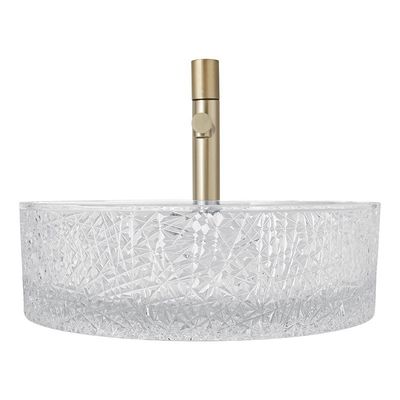 Europäische Art ringsum Glasschiff-Becken gefrieren Ridge Crystal Clear Wash Basin
