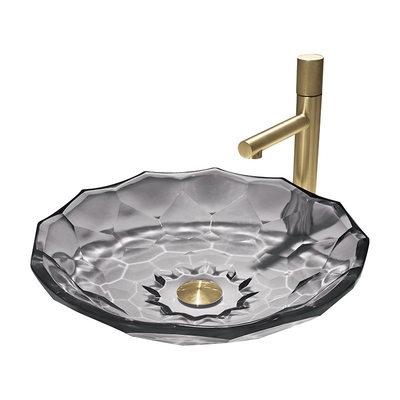 Moderner Ball-geformtes Glaswaschbecken-Licht Gray Color Vessel Sinks Pop herauf Abfluss