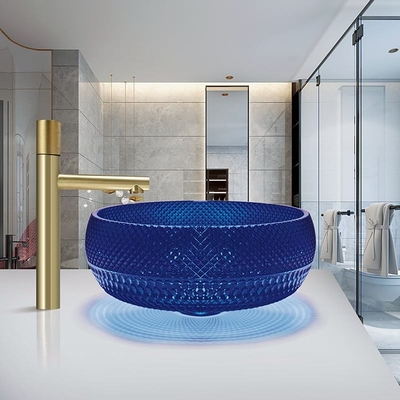 Farbecrystal glass vessel basins royals blaue countertop-Wanne
