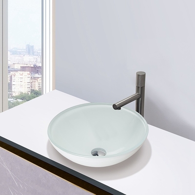 Hohe glatte weiße Runde milderte Glaswannen-Badezimmer Countertop-Wanne