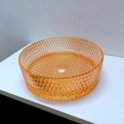 Farbtischplatte-Waschbecken Diamond Shape Crystal Vessel Sinks orange