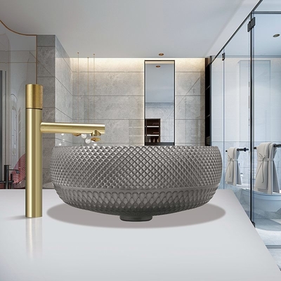 Dunkle Grey Crystal Glass Vessel Sinks Bathroom-Eitelkeits-Wäsche-Wanne über Zähler