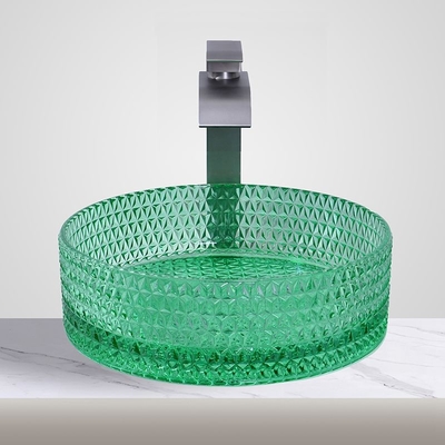 Modernes 1-Loch-Waschbecken aus Glas mit Befestigungsmaterial für Badezimmerwaschbecken