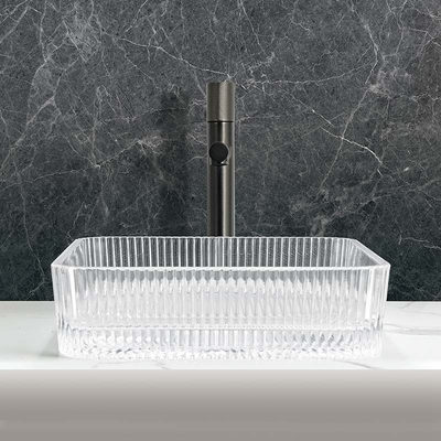Quadratische Form 1 Loch Glasbehälter Becken 12 mm Dicke mit Pop-Up-Abfluss