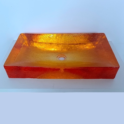 Amberfarbene Glasverglasung Waschbecken, Wasserhahn, freies Glas, Spülbecken