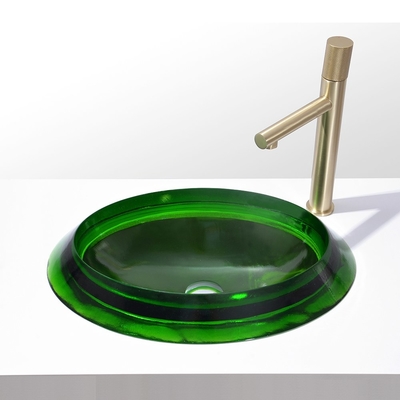 Moderner Stil Badezimmer Waschbecken Halb eingebettete ovale Glasspülen