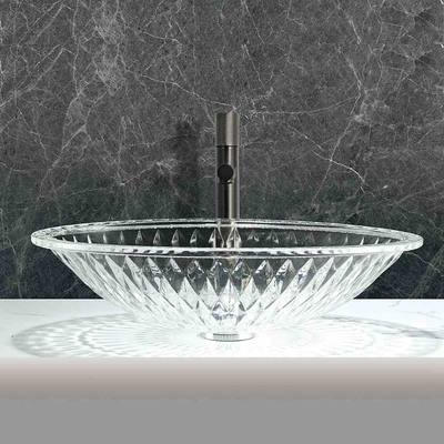 Ein-Loch-Glasbehälter-Becken ohne Überfluss-Pop-Up-Abflussglasschüssel