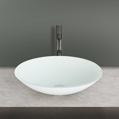 45mm Abflussloch gehärtetes Glas Waschbecken ovale Form für anspruchsvolle Bäder