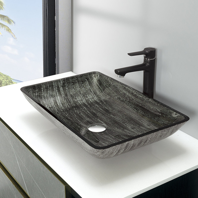 12mm Badezimmer-Waschbecken 16,5 Zoll-Art Rectangular Tempered-Glaswannen-Schüssel