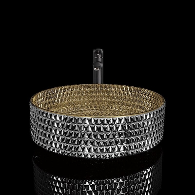 Künstlerisches rundes Countertop-Becken-einzigartige Crystal Glass Vessel Sinks British-Goldfarbe