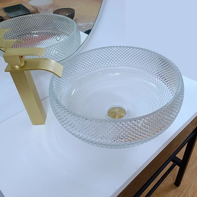 Klarglas-Schiff-Becken Crystal Round Artistic 10 Zoll-Schiff-Wanne Countertop