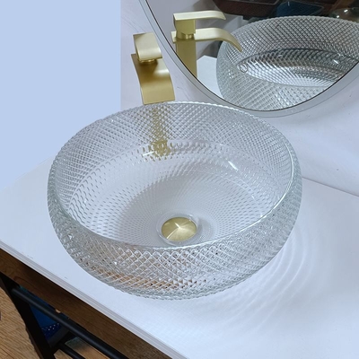 Klarglas-Schiff-Becken Crystal Round Artistic 10 Zoll-Schiff-Wanne Countertop