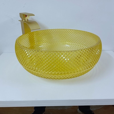 Das 17,7 Zoll-reden gelbe Badezimmer-Wannen-Schüssel 180mm 12mm runden Kristall an