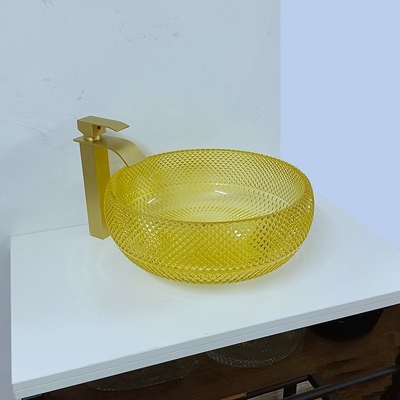 Das 17,7 Zoll-reden gelbe Badezimmer-Wannen-Schüssel 180mm 12mm runden Kristall an