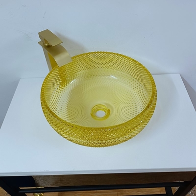 Das 17,7 Zoll-reden gelbe Badezimmer-Wannen-Schüssel 180mm 12mm runden Kristall an
