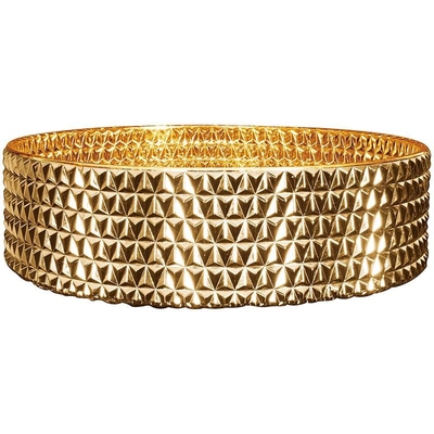 Eitelkeits-Runden-Badezimmer-Becken chromierte Gold Diamond Shape Crystal Glass