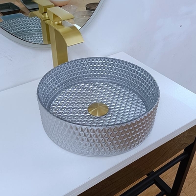 Tischplatte-Waschbecken-Silber-Farbe der neuesten Mode, rundes Wannen-Schüssel-Badezimmer 360*360*112mm