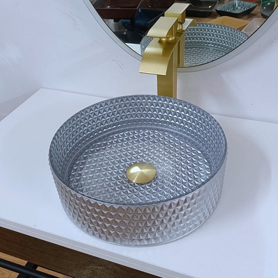 Tischplatte-Waschbecken-Silber-Farbe der neuesten Mode, rundes Wannen-Schüssel-Badezimmer 360*360*112mm