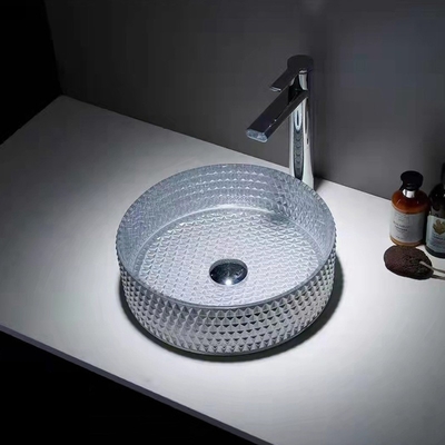 Tischplatte-Waschbecken-Silber-Farbe der neuesten Mode, rundes Wannen-Schüssel-Badezimmer 360*360*112mm