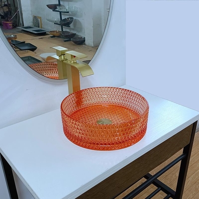 Badezimmer-Schiff-Wanne rollt Glas-Italien-Entwurfs-Spitzentischplatte-Gegenwaschbecken