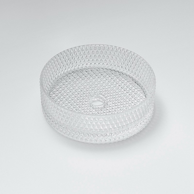 12mm Tischplatte-Handwaschbecken 15,5 bewegen transparente Crystal Round Bathroom Sink Basin-Schüssel Schritt für Schritt fort