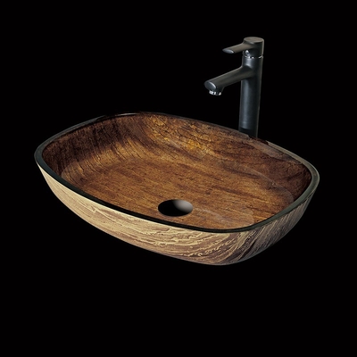 Glasbadezimmer-rechteckige Schiff-Wannen und Handzeichnende Holz-Farbe
