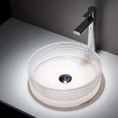 Klarglas-Schiff sinkt Crystal Diamond Table Top Round Wash-Becken 395 * 395 * 120mm