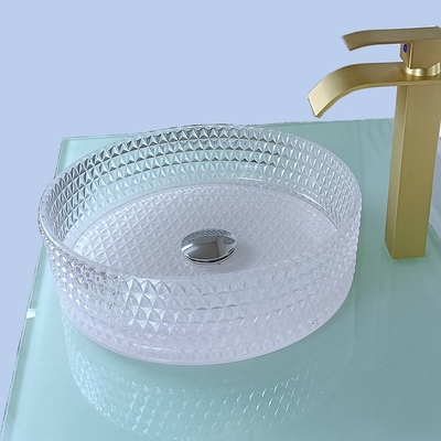 Klarglas-Schiff sinkt Crystal Diamond Table Top Round Wash-Becken 395 * 395 * 120mm