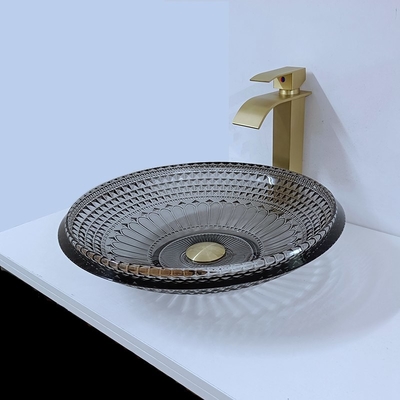 Transparentes flaches Waschbecken modern ringsum 19mm schwarzes Schüssel-Wannen-Badezimmer