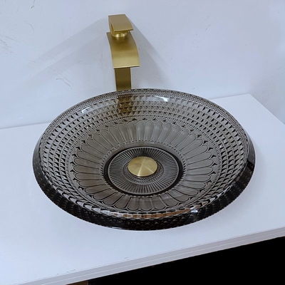 Transparentes flaches Waschbecken modern ringsum 19mm schwarzes Schüssel-Wannen-Badezimmer
