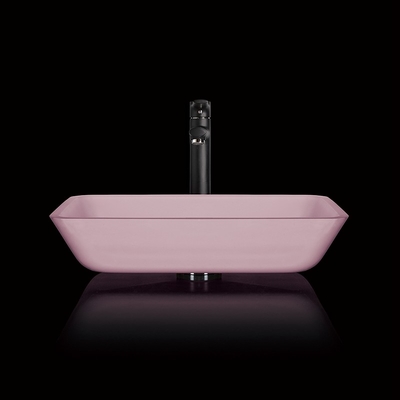 Rosa Badezimmer Countertop-Becken-rechteckiges ausgeglichenes Glas saurer Matt