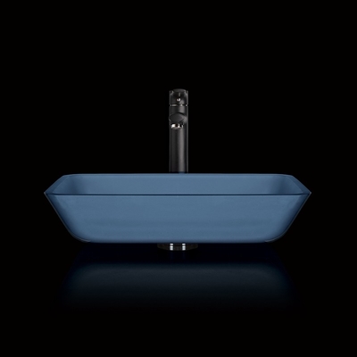 Handgemachte Hartglas-Wanne Matt Vessel Light Blue Vanity rechteckig
