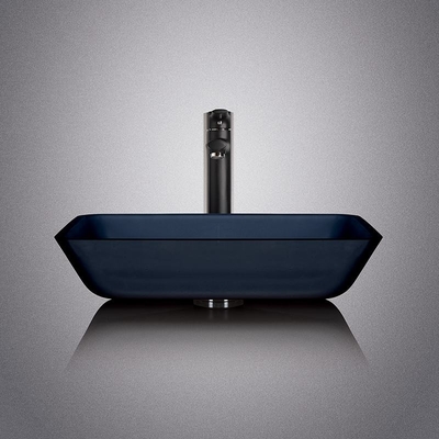Ausgeglichenes schwarzes Farbglaswaschbecken 12mm saures Matt Counter Top Bowl Sink