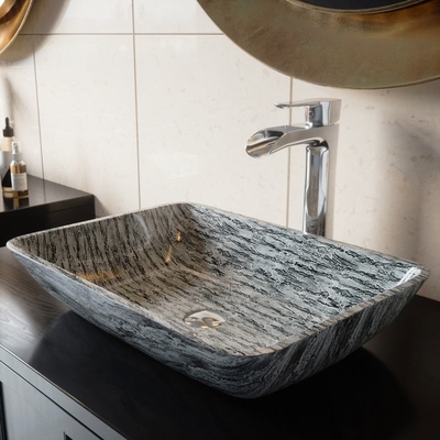 Titanschwarzes/Gray Bathroom Wash Basins L460 * W330 * rechteckige schwarze Schiff-Wanne H105mm