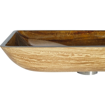 Rechteckige Soem-Badezimmer-Waschbecken streifen Brown-handgemachte ausgeglichene Glasschiff-Wanne ab
