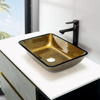 Badezimmer-rechteckige handgemachte Waschbecken-kupferne Goldspitzen-Berg-Schiff-Wanne